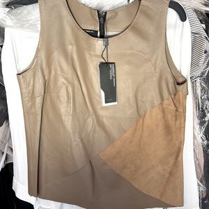 NWT PORSCHE Design leather and suede top w/ zip back